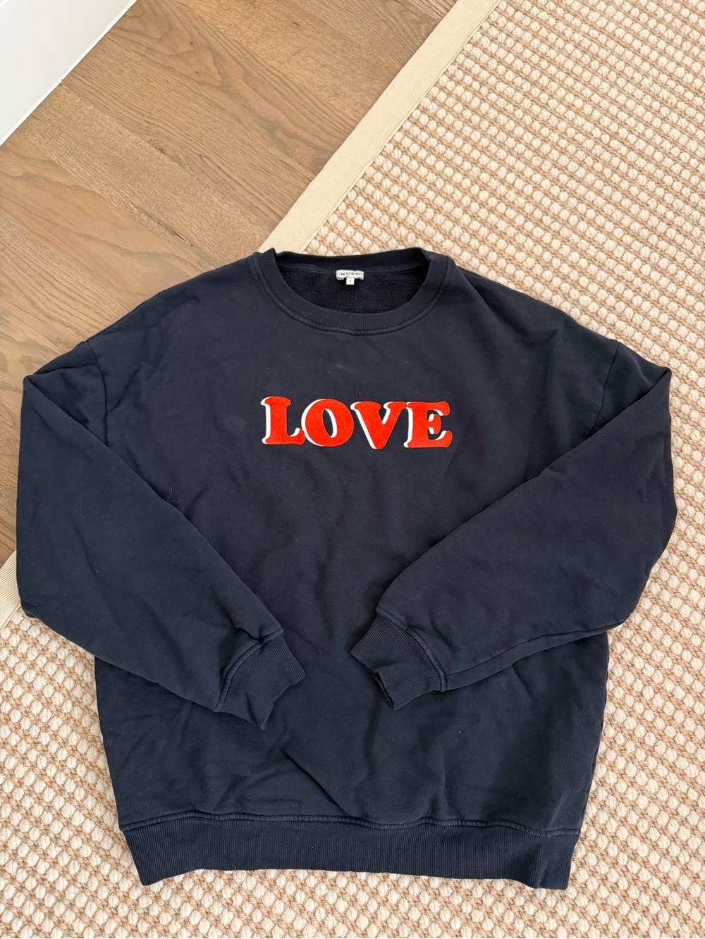 KULE Black Crewneck Sweatshirt with Red LOVE Applique
